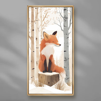 Winter Fox on a Stump