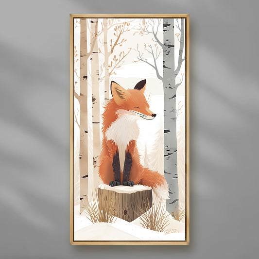 Winter Fox on a Stump